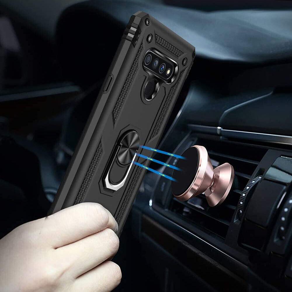 LG Stylo 6 Case with Ring Stand & Glass Protector