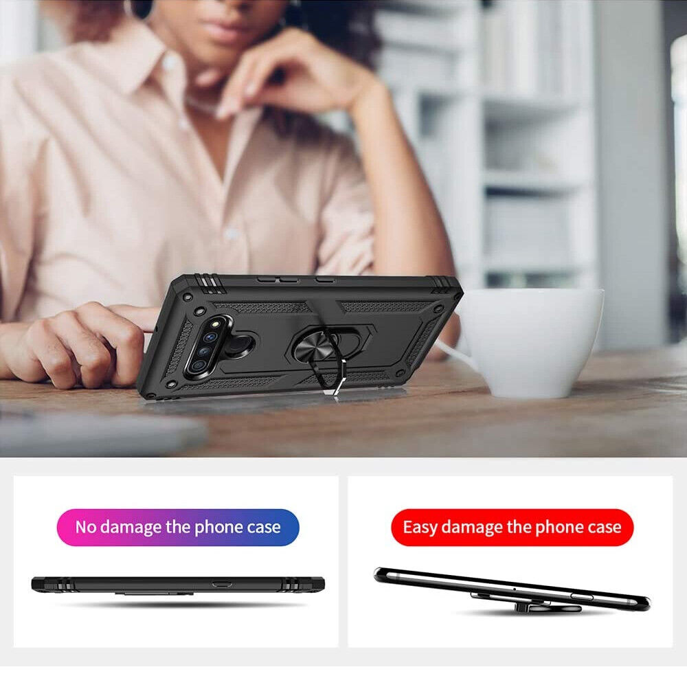 LG Stylo 6 Case with Ring Stand & Glass Protector