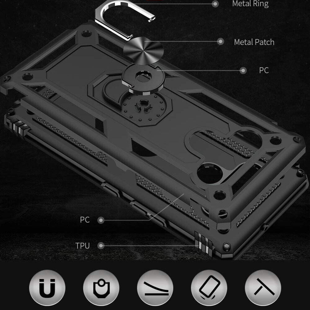 LG Stylo 6 Case with Ring Stand & Glass Protector