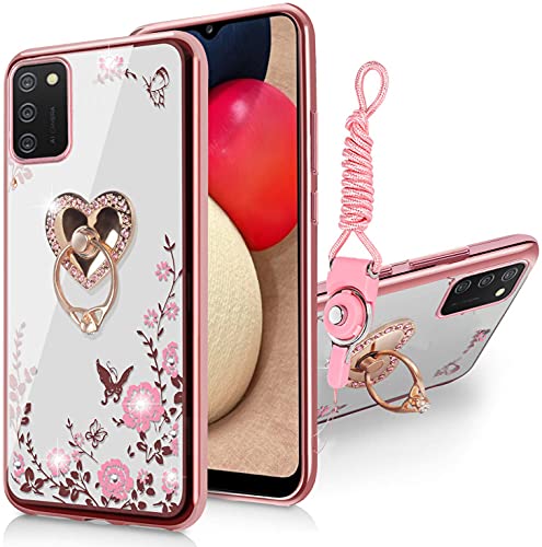 Samsung Galaxy A03S Glitter Butterfly Heart Floral Case