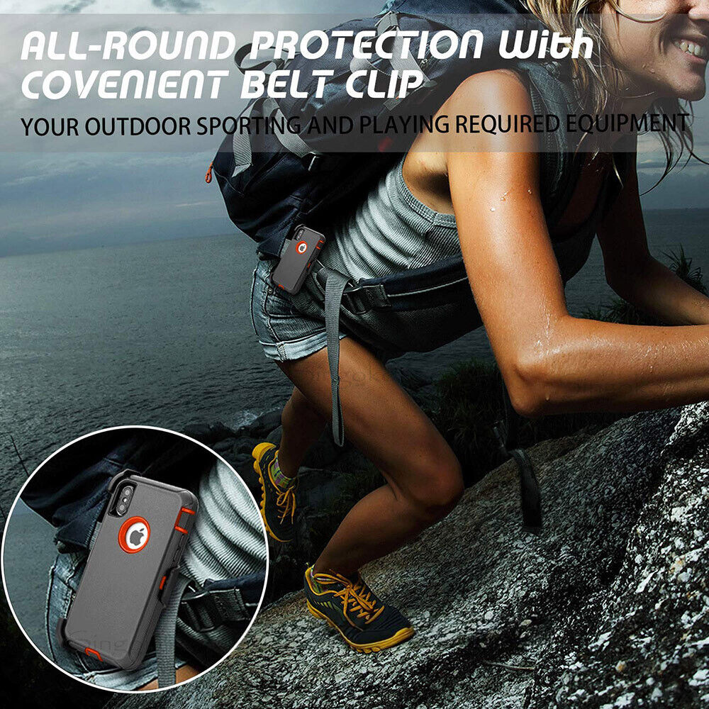 Durable Phone Case with Holster Stand and Screen Protector
