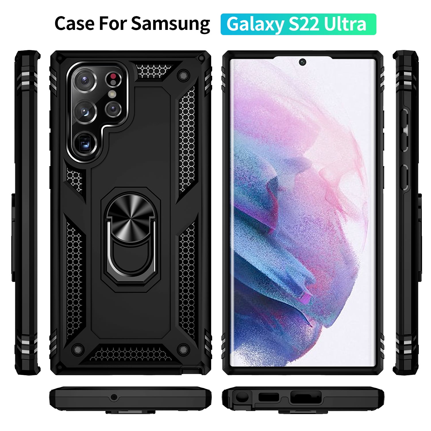 ULAK Samsung Galaxy S22 Ultra Kickstand Case, Black