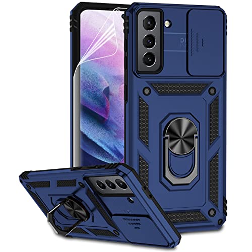 Samsung Galaxy S21 5G Case - Dual Layer, Magnetic Ring Holder, Kickstand - Navy Blue