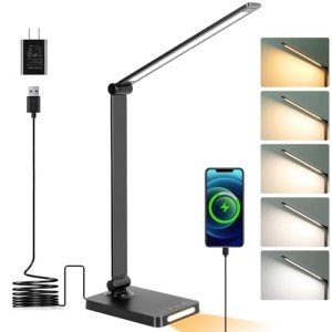 Smart LED Desk Lamp with USB Charging Ports