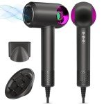 Vatsekui Hair Dryer, High-Speed Ionic Low Noise Blow Dryer with Diffuser for Fast Drying, Professional 500 Millions Negative Ionic Thermo-Control Hairdryer, Travel with Magnetic Diffuser & Nozzle