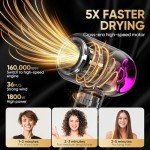 Vatsekui Hair Dryer, High-Speed Ionic Low Noise Blow Dryer with Diffuser for Fast Drying, Professional 500 Millions Negative Ionic Thermo-Control Hairdryer, Travel with Magnetic Diffuser & Nozzle