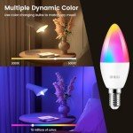 Smart Color-Changing LED Candelabra Bulbs, 4 Pack