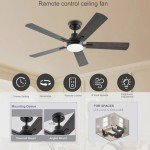 JSAITEE 52" Smart Ceiling Fan with Remote & App