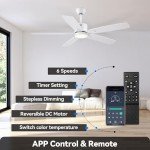 Smart 52" Ceiling Fan with Remote and Lights