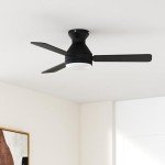 Black Flush Mount Ceiling Fan with Remote Light