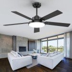 Smart 52-Inch Black Ceiling Fan with Remote