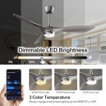 Reiga 52" Smart WiFi Ceiling Fan with Light