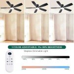 52-Inch Black Ceiling Fan with Remote and Light