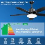 Smart 52-Inch Ceiling Fan with Lights and Remote