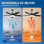 Smart 52-Inch Ceiling Fan with Lights and Remote