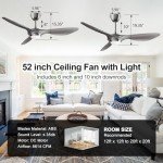 Reiga 52" Smart WiFi Ceiling Fan with Light