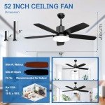 Smart 52-Inch Ceiling Fan with Lights and Remote