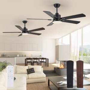 ZMISHIBO 52" Black Ceiling Fans with Remote