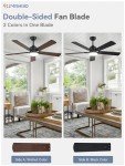 ZMISHIBO 52" Black Ceiling Fans with Remote