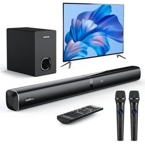 Karaoke Soundbar with Subwoofer and 2 Microphones