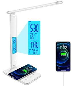 SNSOK Wireless Charging Desk Lamp with Clock