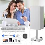 Touch Control Nightstand Lamp with USB Ports and Outlets