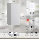 Touch Control Nightstand Lamp with USB Ports and Outlets