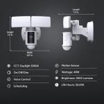 Feit Electric SEC5000/CAM/WIFI Outdoor LED Smart Security Camera with Motion Sensor, 2-Way Audio, 5000 Lumens Floodlight, Works with Alexa and Google Asst, Alarm, Hardwired, Updated Version of SEC3000