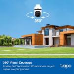 TP-Link Tapo 1080P Outdoor Wired Pan/Tilt Security Wi-Fi Camera, 360° View, Motion Tracking, Works with Alexa & Google Home, Night Vision, Free AI Detection, Cloud & SD Card Storage, Tapo C500