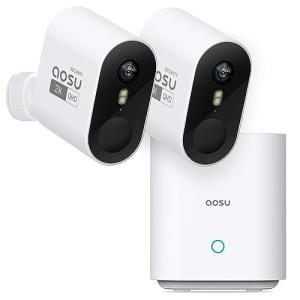 AOSU Security Cameras Wireless Outdoor Home System, True 2K HD Night Vision, No Subscription, 240-Day Battery Life, 166° Wide View, Spotlight & Siren Alarm, Motion Alert, Support 2.4G & 5G WiFi Router