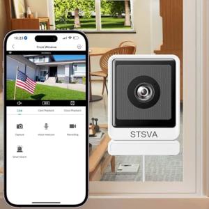 3MP 2K Window Security Camera,2.4G&5G WiFi Indoor Camera for Home with Color Night Vision,24/7 Recording,Motion Detection,Support SD Card and US Cloud Storage.(1PCS)
