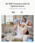 REOLINK Smart 4K UHD Pan & Tilt Dual-Band Wi-Fi 6 Indoor Security Camera with 3X Optical Zoom, Auto-Tracking, People/Pet Detection, Crying Sound Detection, Privacy Mode, and Bluetooth Setup, E1 Zoom