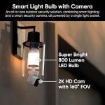 WYZE Bulb Cam Security Camera, 2K HD Outdoor Light Bulb Camera, Color Night Vision, Dimmable LED Bulb, Motion Detection, Siren Alarm, Works w/Alexa/Google Assistant. Free Expert Support