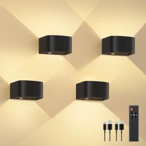 Motion Sensor Wall Lamps with Remote - 4 Pack