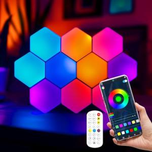 RGB Hexagon LED Wall Light Panels - 10 Pack
