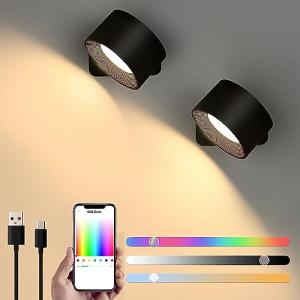 Smart LED Wall Sconces - Dimmable, RGB, Rechargeable