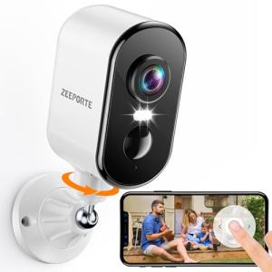 2K Security Cameras Wireless Outdoor, Pan Rotating 360° Battery Powered WiFi Camera with AI Motion Detection, Color Night Vision, Spotlight, Siren, 2-Way Talk, Waterproof, SD/Cloud Storage