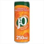 J2O Fruit Juice, Orange and Passion Fruit, 250ml Cans (Pack of 12)