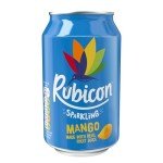 Rubicon 24 Pack Sparkling Mango Flavoured Fizzy Drink with Real Fruit Juice, Handpicked Fruits for a Temptingly Intense Taste "Made of Different Stuff" - 24 x 330ml Cans