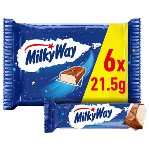 Milky Way Chocolate Bars, Nougat & Milk Chocolate Multipack, 6 x 21.5g, Ideal for Party Bag Fillers, Snacks or Hamper