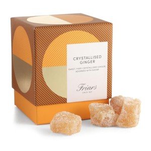 Friars Crystallised Ginger Gift Box - 230 grams | Fresh, Fiery & Hot, Large Stem Ginger Sweets in Sugar | for After Dinner Chocolate Alternative, Special Occasions, Birthdays & Vegan, Dairy Free Diets