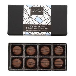 KAKOA Vegan Salted Caramel Chocolate Box - 8 Vegan Milk Chocs | Sea Salted Caramel | Plant Based Luxury Chocolates For Special Occasions | Gifts for Vegans, Vegetarian, Dairy Free Diets