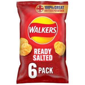 Walkers Ready Salted Crisps Multipack, 6 Bags