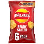 Walkers Ready Salted Crisps Multipack, 6 Bags