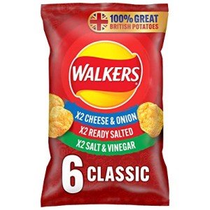 Walkers Classic Crisps Variety Pack, 6 Bags