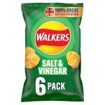 Walkers Salt and Vinegar Crisps, Pack of 6