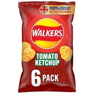Walkers Tomato Ketchup Crisps Multipack, 6 Bags