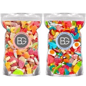 BG Pick & Mix Sweets - Sweeties Retro Candy Bundle Deal 2x Pouches - Fizzy & Non-Fizzy 800g