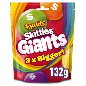 Skittles Giants Vegan Sweets, Fruit Flavoured Sharing Bag, Pouch 132g