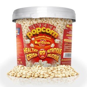 MacCorns Sweet Popcorn Bucket | 10ltr Reusable Bucket of 600g Sweet Popcorn with Handle | Crispy & Delicious Sugar-Coated Popcorn Ideal For Parties, Events & Movie Nights | Free from Dairy & Nuts